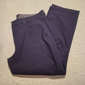 Eddie Bauer men's tech pants, 38 x 27, navy blue, flex knee **inseam altered**